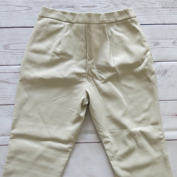 Zara Basic Beige Faux Leather Slim Skinny Pants - Size Small - Picture 4 of 6